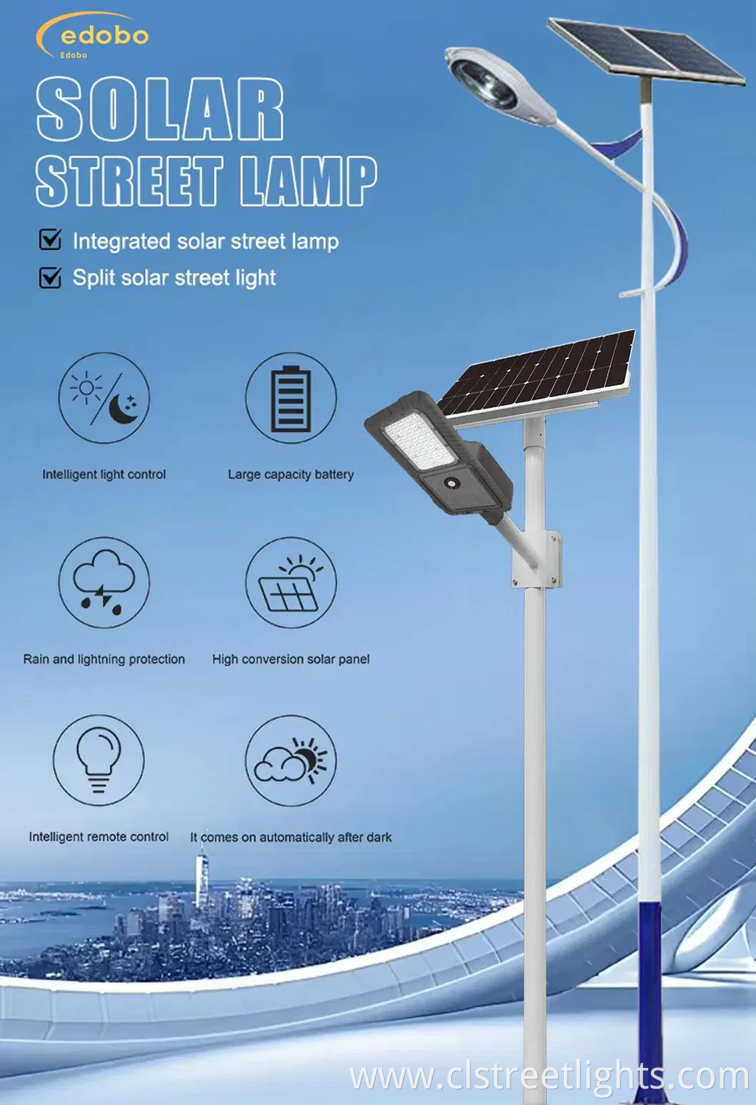 LED Split-Type Solar Street Light with Solar Panel